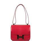 Hermes Rouge Exotique Lizard Niloticus Constance 24cm Gold Hardware