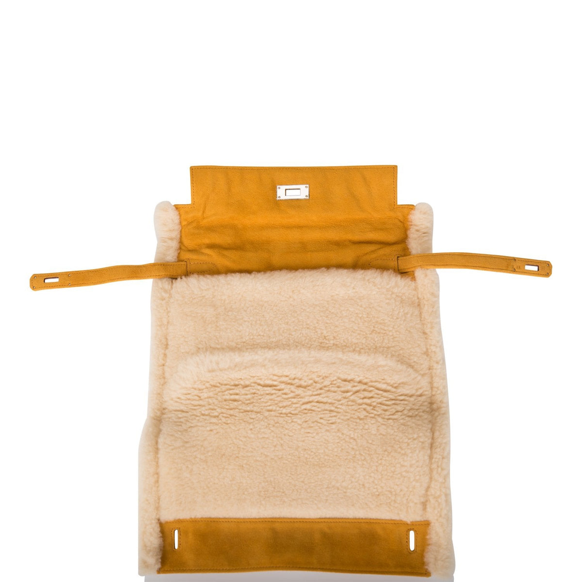 Hermes Sable Doblis and Shearling Teddy Kelly Muff Palladium Hardware