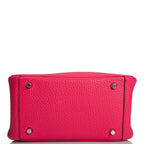 Hermes Rose Extreme Clemence Mini Lindy Palladium Hardware