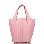 Hermes Rose Sakura Clemence Picotin Lock 18cm Palladium Hardware