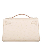 Hermes Kelly Pochette Beton Ostrich Gold Hardware