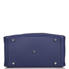 Pre-owned Hermes Lindy 30cm Bleu Encre Verso Swift Palladium Hardware