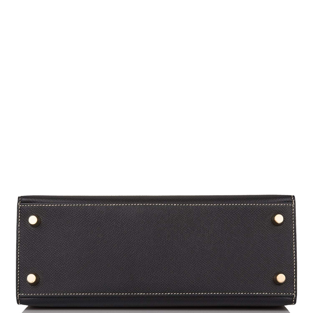 Hermes Kelly 25cm Bi-Color Black and Craie Epsom Sellier Brushed Gold Hardware