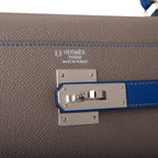 Hermes Kelly 32cm Bi-Color Etain and Bleu Electric Epsom Sellier Palladium Hardware