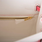 Hermes Horseshoe Stamp (HSS) Bi-Color White and Rose Azalee Epsom Sellier Kelly 25cm Permabrass Hardware