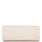 Hermes Kelly 25cm Bi-Color Craie and Etoupe Epsom Sellier  Brushed Gold Hardware