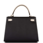 Hermes Kelly 28cm Bi-Color Black and Craie Epsom Sellier Brushed Palladium Hardware