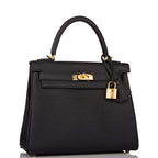Hermes Black Togo Retourne Kelly 25cm Gold Hardware