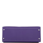 Hermes Kelly Sellier 28 Crocus and White Epsom Brushed Palladium Hardware
