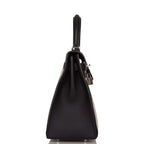 Hermes Kelly Sellier 28 Black Toile and Swift Sellier Palladium Hardware