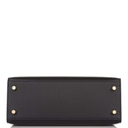 Hermes Kelly Sellier 25 Black Epsom Gold Hardware