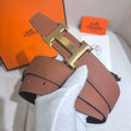 Hermès Large Classic Reversible Belt 32 mm - Gold Tan & Black with Brushed Gold