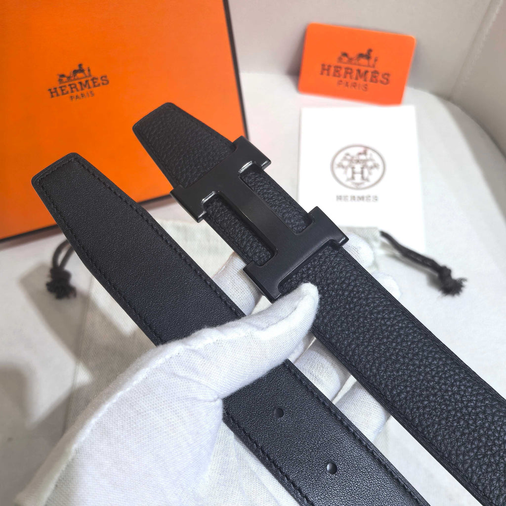Hermès All Black Classic Reversible Belt 32 mm - Matte Black PVD Buckle