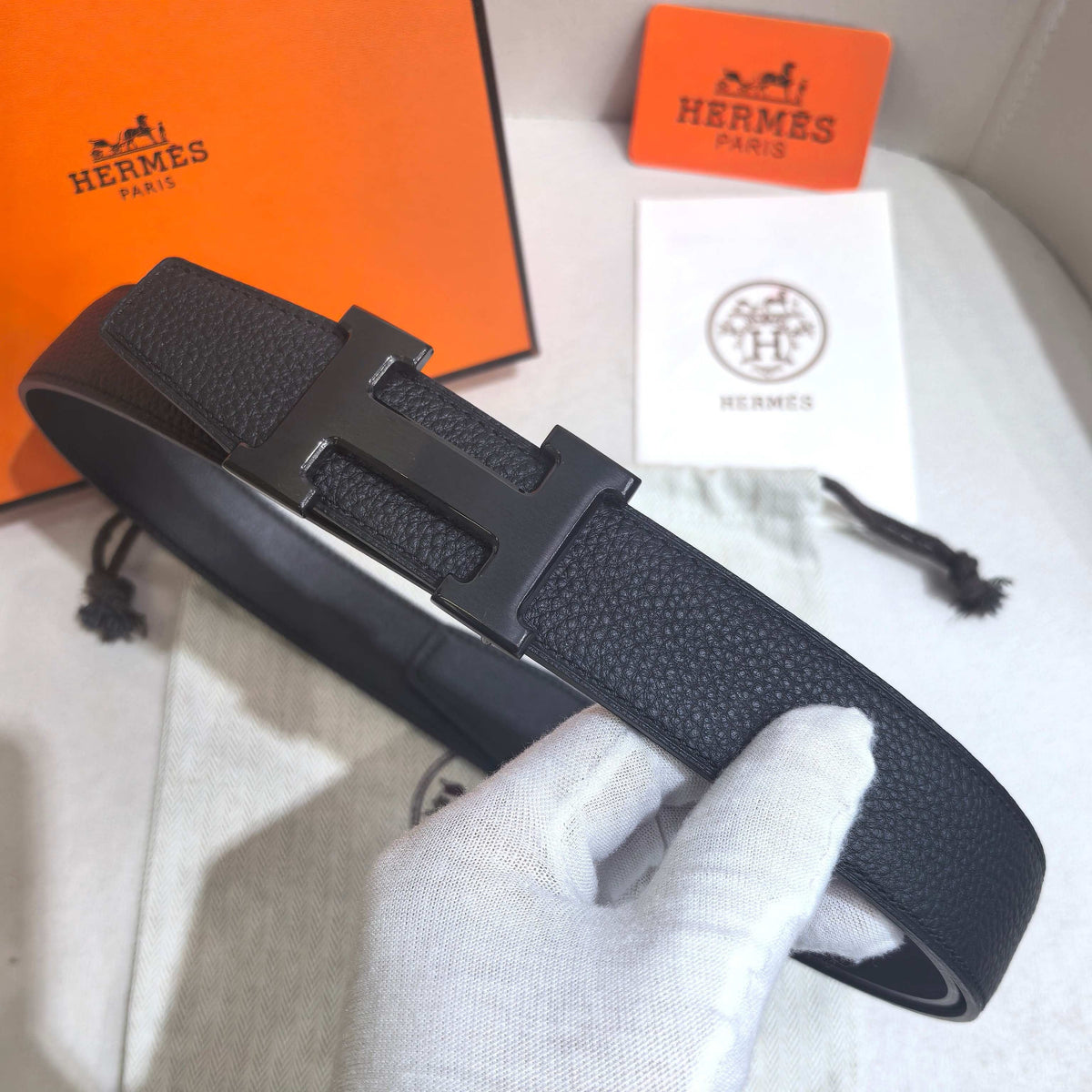 Hermès All Black Classic Reversible Belt 32 mm - Matte Black PVD Buckle