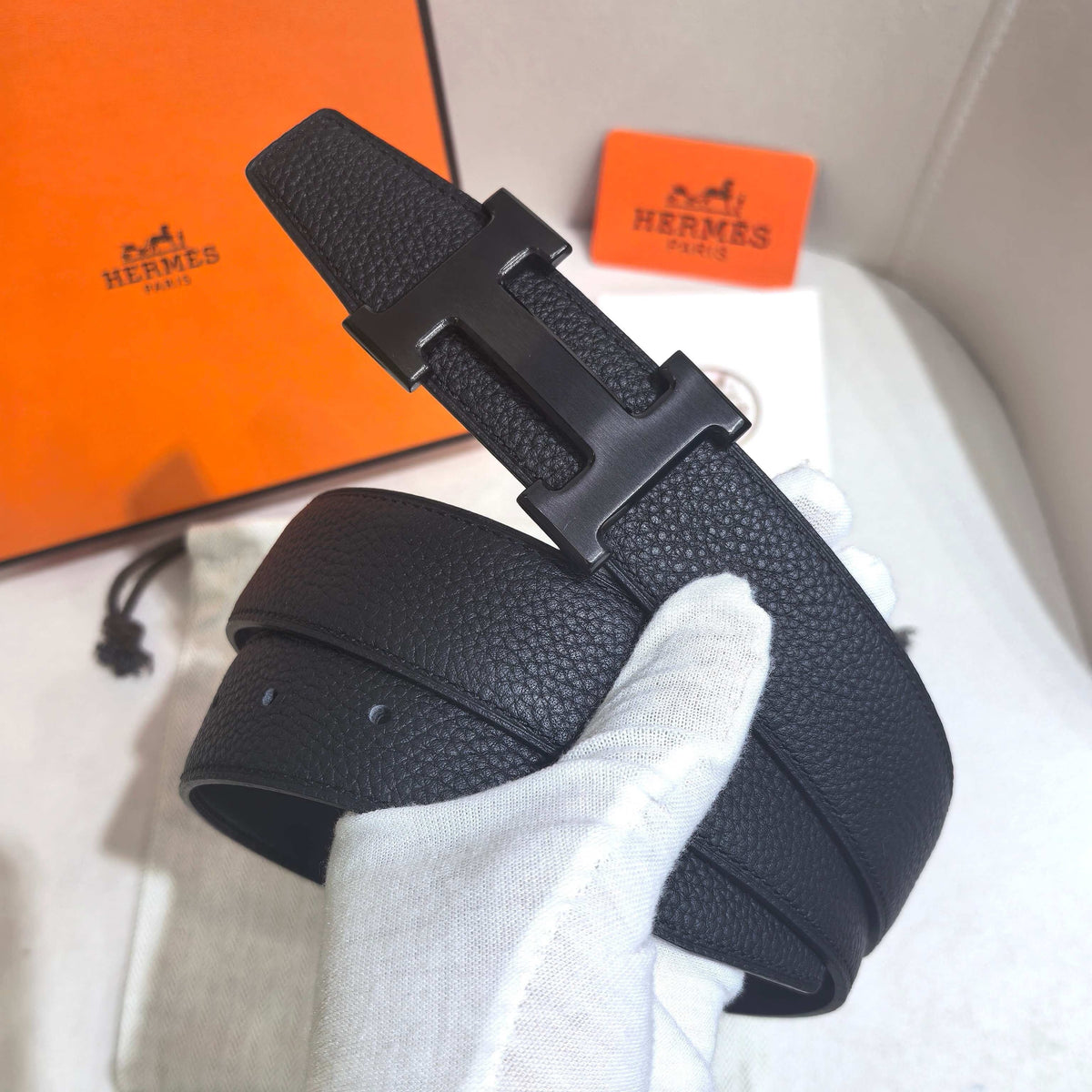 Hermès All Black Classic Reversible Belt 32 mm - Matte Black PVD Buckle