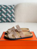 Hermès Beige Suede Chypre Sandals