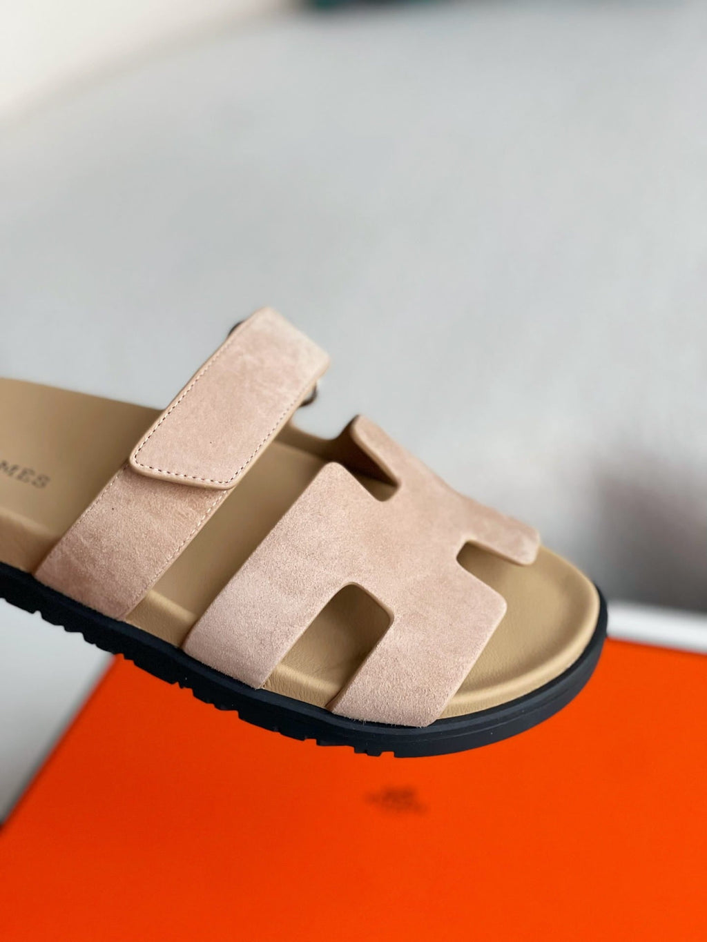 Hermès Beige Suede Chypre Sandals