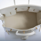 Hermes Birkin 25 White Epsom with Gold Hardware - 2008, L Square