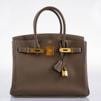 Hermes Birkin 30 Etoupe Navillo leather Gold Hardware - 2019, D