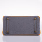 Hermes Birkin 30 HSS Gris Agate & Saffron Ostrich Gold Hardware - 2020, Y