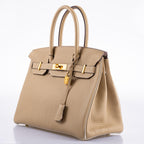 Hermes Birkin 30 HSS Trench & Craie Piping Togo Brushed Gold Hardware - 2016, X