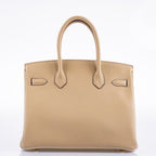 Hermes Birkin 30 HSS Trench & Craie Piping Togo Brushed Gold Hardware - 2016, X