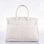 Hermes Birkin 30 White Swift with Palladium Hardware - 2007, K Square