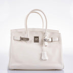 Hermes Birkin 30 White Swift with Palladium Hardware - 2007, K Square