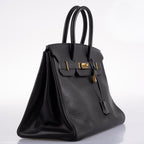Hermes Birkin 35 Black Ardennes Leather Gold Hardware - Circle W