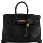Hermes Birkin 35 Black Ardennes Leather Gold Hardware - Circle W