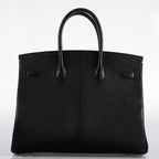 Hermes Birkin 35 Black Chevre De Coromandel with Gold Hardware - 2019, D