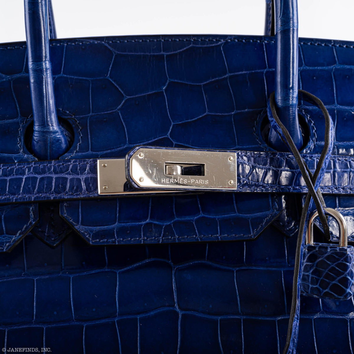 Hermes Birkin 35 Blue Electric Porosus Crocodile Palladium Hardware - 2012, P Square