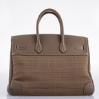 Hermes Birkin 35 Crinoline & Etoupe Clemence with Palladium Hardware - 2005, I Square