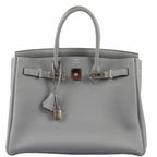 Hermes Birkin 35 Gris Mouette Verso Blue Agate Togo Palladium Hardware - 2016, X