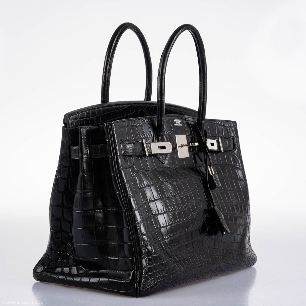 Hermes Birkin 35 Matte Black Nilo Crocodile with Palladium Hardware - 2011, O Square