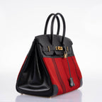 Hermes Birkin 35 Red Potamos Canvas & Black Box with Gold Hardware - 2006, J Square