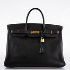 Hermes Birkin 40 Black Epsom Leather Gold Hardware - 2011, Square O