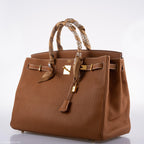 Hermes Birkin 40 Gold Fjord Leather Gold Hardware - Square L