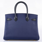 Hermes Birkin Touch 30 Bleu Encre Sombrero & Bleu Obscur Taurillon Clemence Gold Hardware - 2020, Y