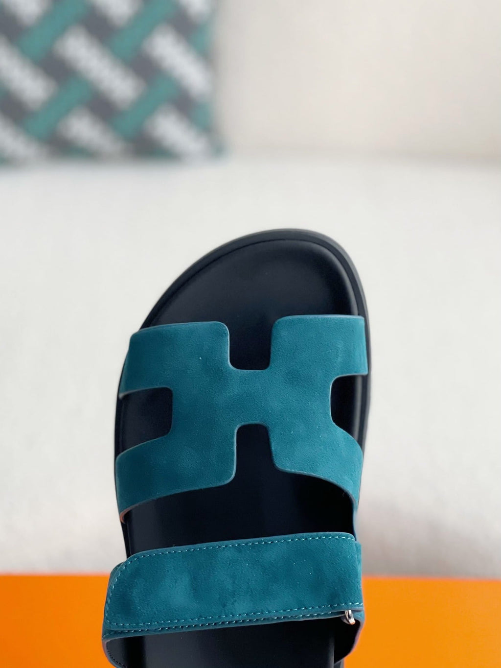 Hermès Bleu Turquin Suede Goatskin Chypre Sandal