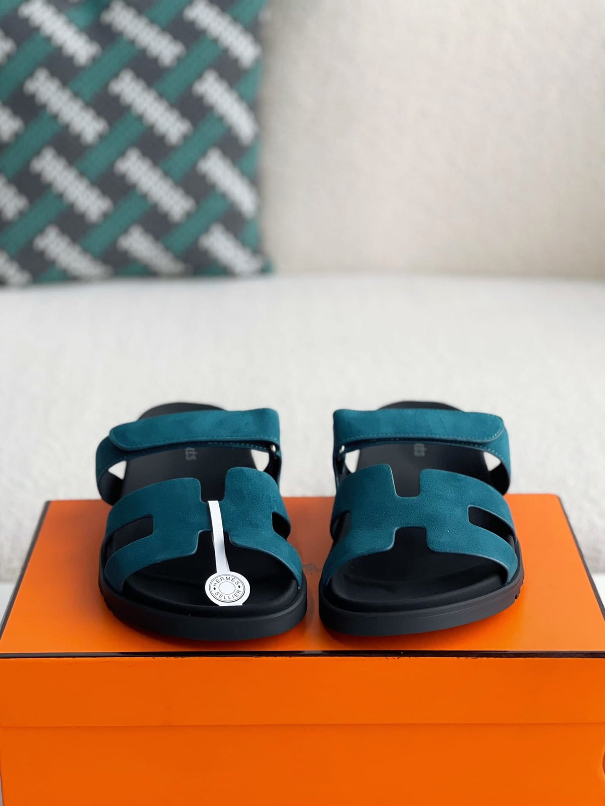 Hermès Bleu Turquin Suede Goatskin Chypre Sandal