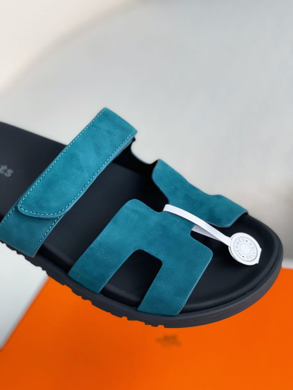 Hermès Bleu Turquin Suede Goatskin Chypre Sandal