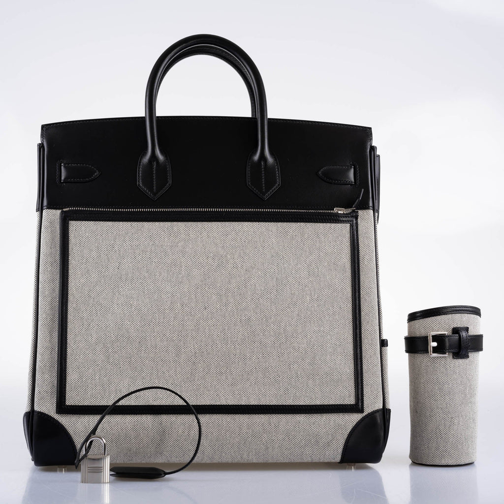 Hermes Cargo HAC Birkin 40 Black Box & Toile with Palladium Hardware - 2021, Z