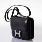 Hermes Constance 18 Black Salvator Lizard Palladium Hardware - 2021, Z