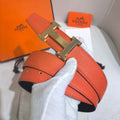 Hermès Constance Reversible H Belt 32mm - Orange Togo/Black Box with Brushed Gold Buckle