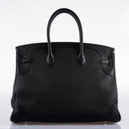Hermes Ghillies Birkin 35 Black Togo & Evergrain with Palladium Hardware - 2015, T