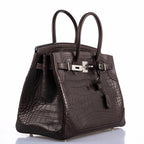 Hermes Ghillies Birkin 35 Matte Ebene Alligator & Swift with Palladium Hardware - 2016, X