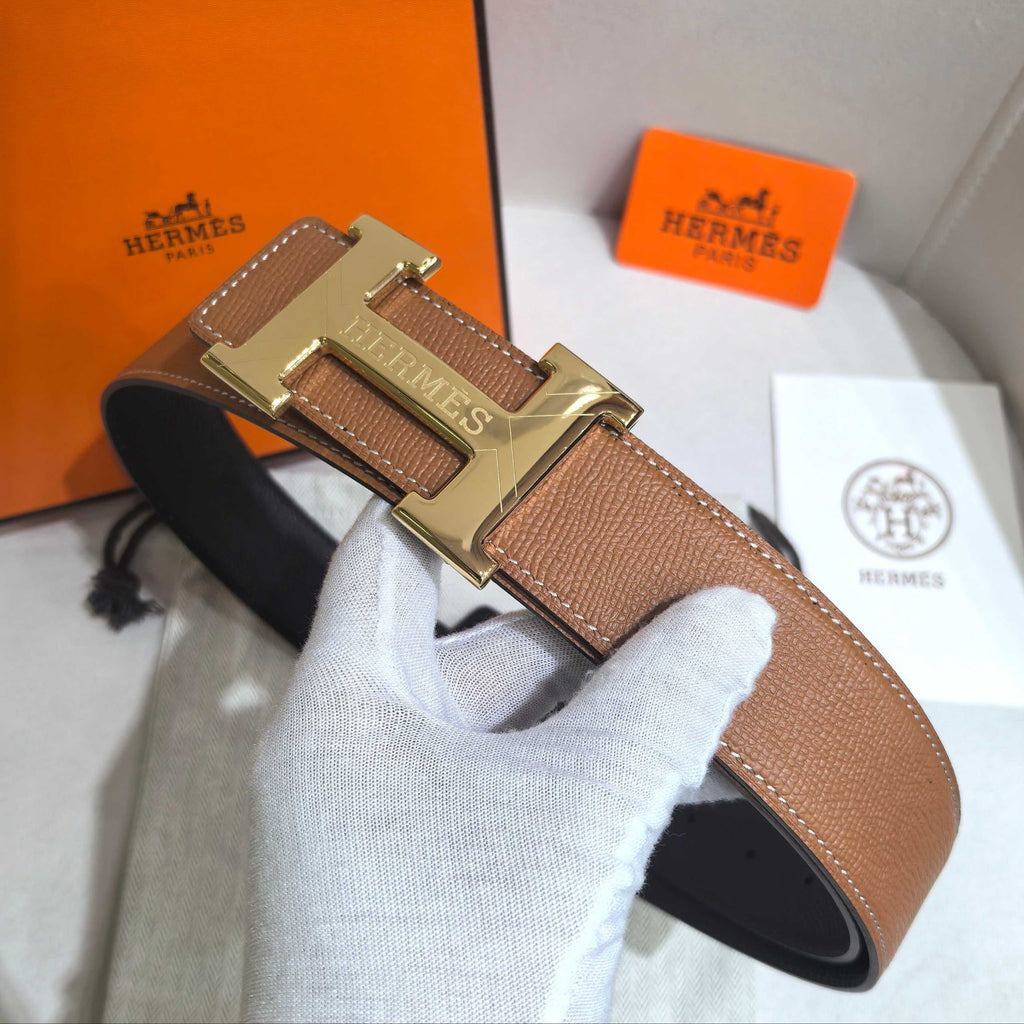 Hermès H Belt Buckle & Reversible Leather Strap 32 mm - Gold Epsom & Black