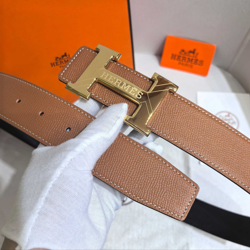 Hermès H Belt Buckle & Reversible Leather Strap 32 mm - Gold Epsom & Black