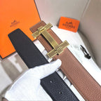 Hermès H au Carre Belt Buckle & Reversible Leather Strap 32 mm - Gold & Black